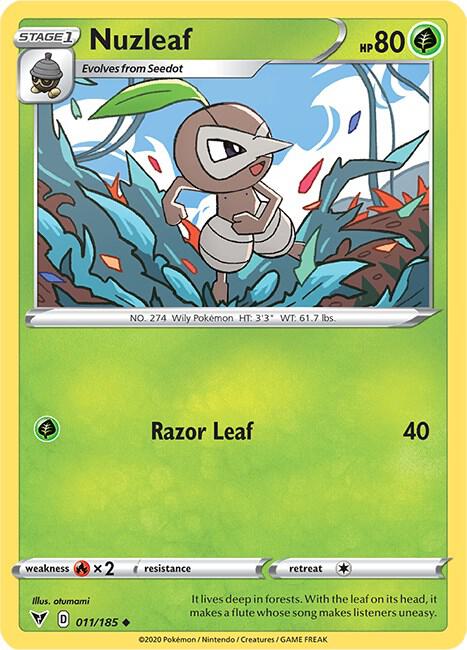 Nuzleaf 011/185 Uncommon Vivid Voltage Pokémon card