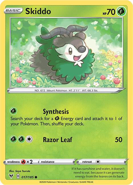 Skiddo 017/185 Common Vivid Voltage Pokémon card