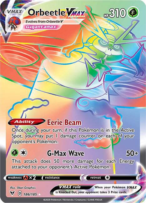 Orbeetle VMAX (Secret) 186/185 Secret Rare Vivid Voltage Pokémon card