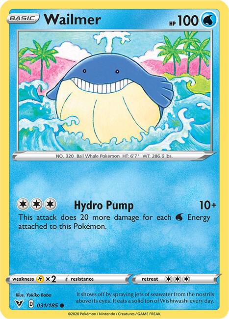 Wailmer 031/185 Common Vivid Voltage Pokémon card