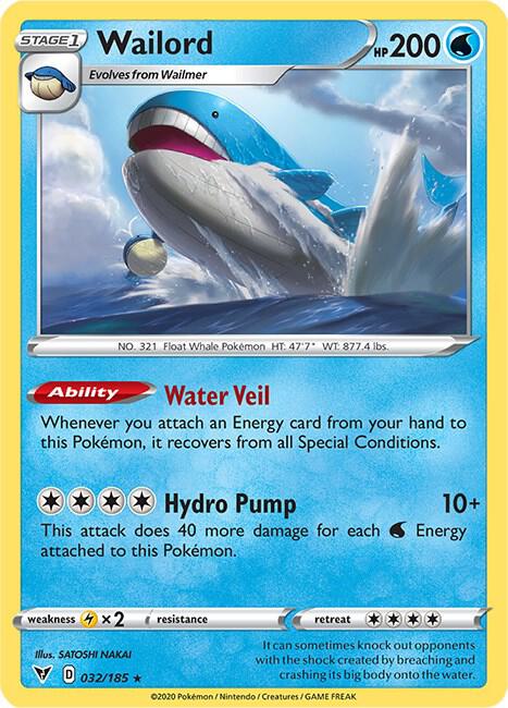 Wailord - 032/185 Holo Rare SWSH04: Vivid Voltage