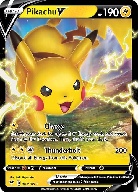 Pikachu V - 043/185 Ultra Rare SWSH04: Vivid Voltage