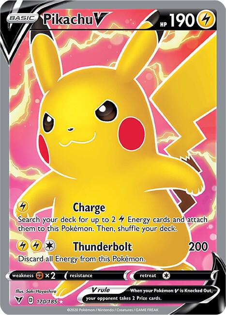 Pikachu V (Full Art) - 170/185 Ultra Rare SWSH04: Vivid Voltage