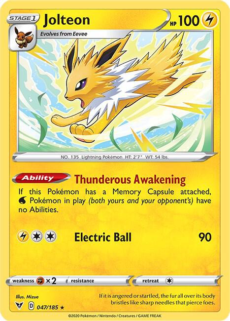 Jolteon 047/185 Rare Vivid Voltage Pokémon card