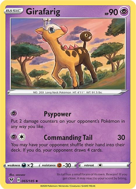 Girafarig 065/185 Uncommon Vivid Voltage Pokémon card