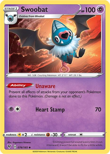 Swoobat 074/185 Uncommon Vivid Voltage Pokémon card