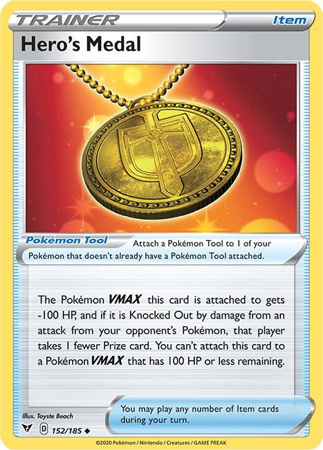 Hero's Medal 152/185 Uncommon Vivid Voltage Pokémon card
