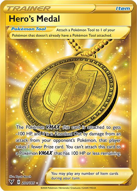 Hero's Medal (Secret) - 201/185 Secret Rare SWSH04: Vivid Voltage