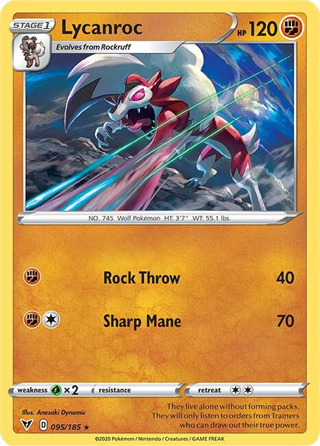 Lycanroc 095/185 Rare Vivid Voltage Pokémon card