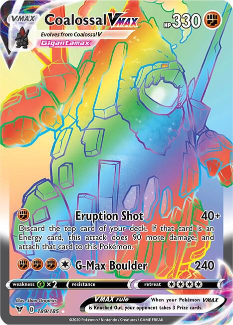 Coalossal VMAX (Secret) 189/185 Secret Rare Vivid Voltage Pokémon card