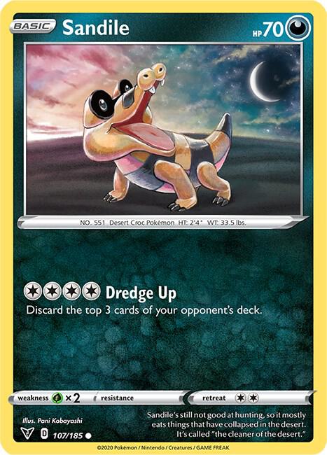 Sandile 107/185 Common Vivid Voltage Pokémon card