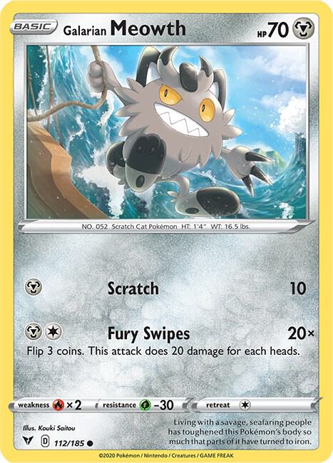 Galarian Meowth - 112/185 Common SWSH04: Vivid Voltage