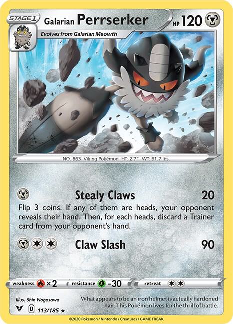 Galarian Perrserker 113/185 Rare Vivid Voltage Pokémon card