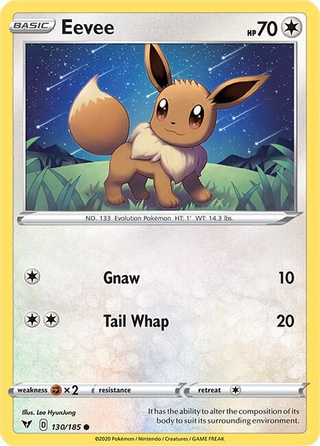 Eevee 130/185 Common Vivid Voltage Pokémon card