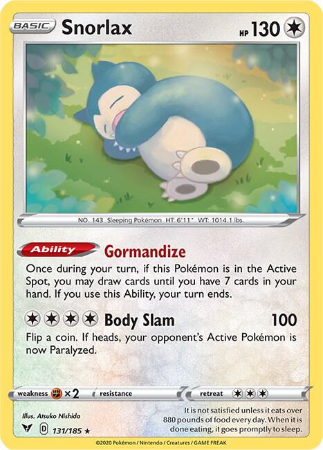 Snorlax 131/185 Holo Rare Vivid Voltage Pokémon card