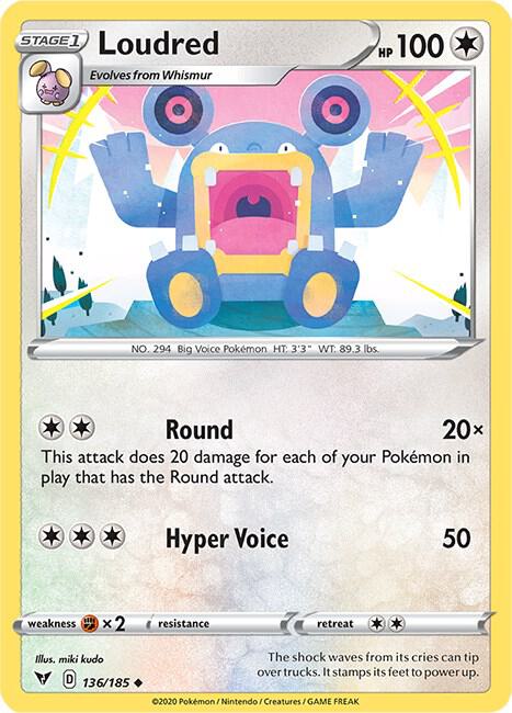 Loudred - 136/185 Uncommon SWSH04: Vivid Voltage