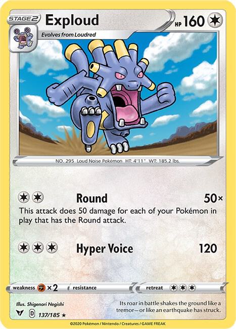 Exploud 137/185 Rare Vivid Voltage Pokémon card