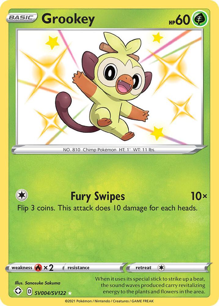 Grookey SV004/SV122 Shiny Holo Rare Shiny Vault Pokémon card
