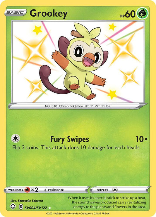 Grookey SV004/SV122 Shiny Holo Rare Shiny Vault Pokémon card