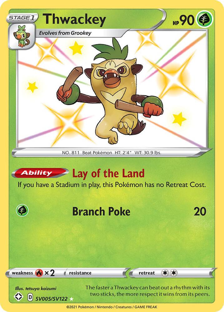 Thwackey SV005/SV122 Shiny Holo Rare Shiny Vault Pokémon card