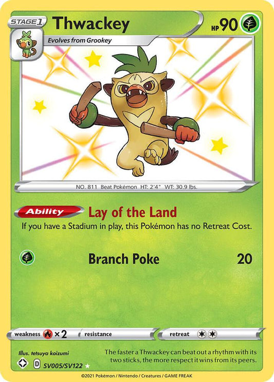 Thwackey SV005/SV122 Shiny Holo Rare Shiny Vault Pokémon card