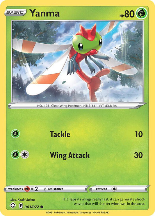 Yanma 001/072 Common Shining Fates Pokémon card