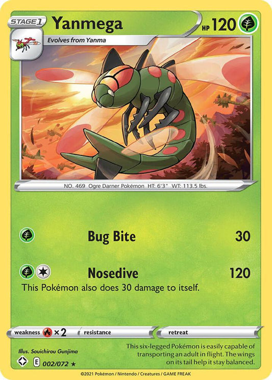 Yanmega 002/072 Rare Shining Fates Pokémon card