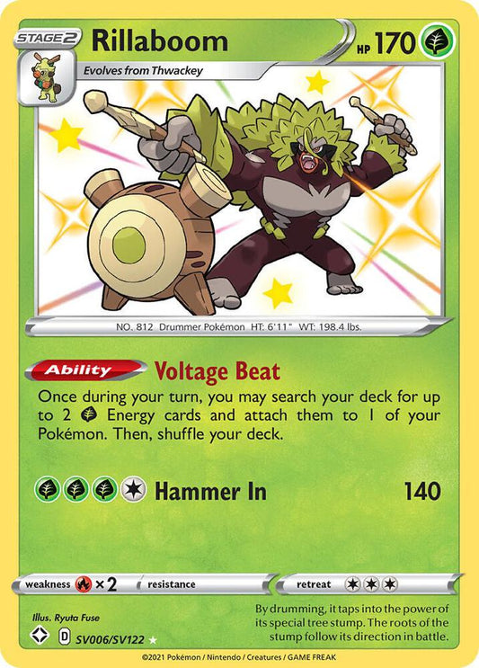 Rillaboom SV006/SV122 Shiny Holo Rare Shiny Vault Pokémon card