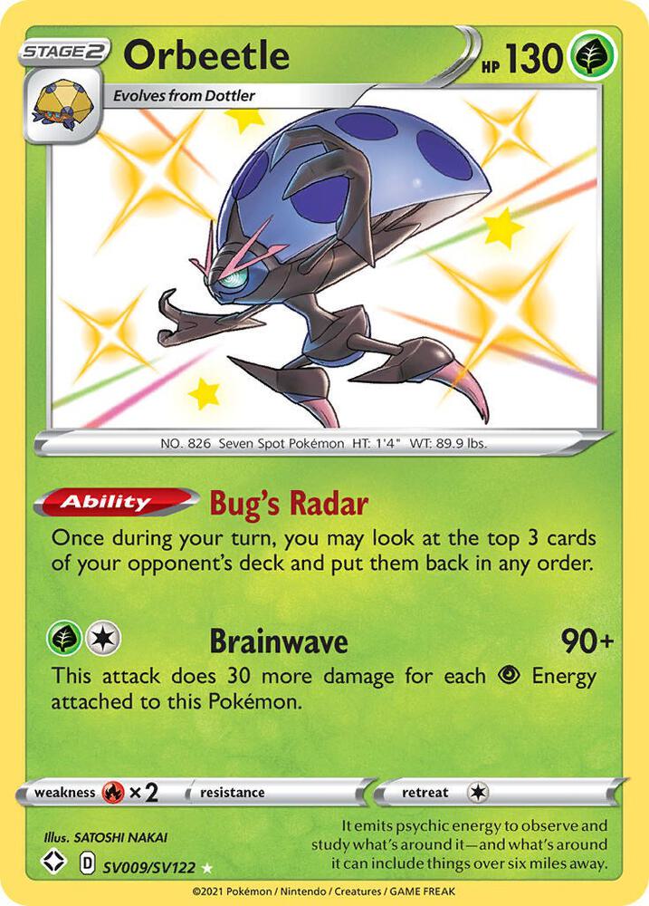Orbeetle SV009/SV122 Shiny Holo Rare Shiny Vault Pokémon card
