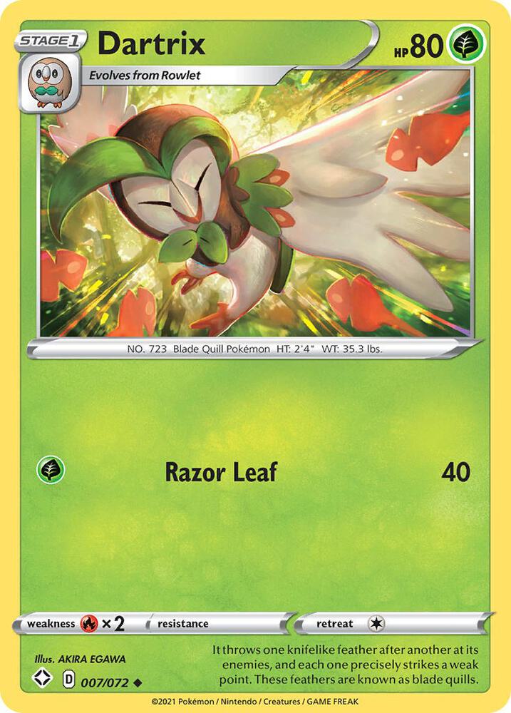 Dartrix 007/072 Uncommon Shining Fates Pokémon card