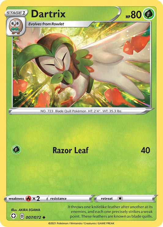 Dartrix 007/072 Uncommon Shining Fates Pokémon card
