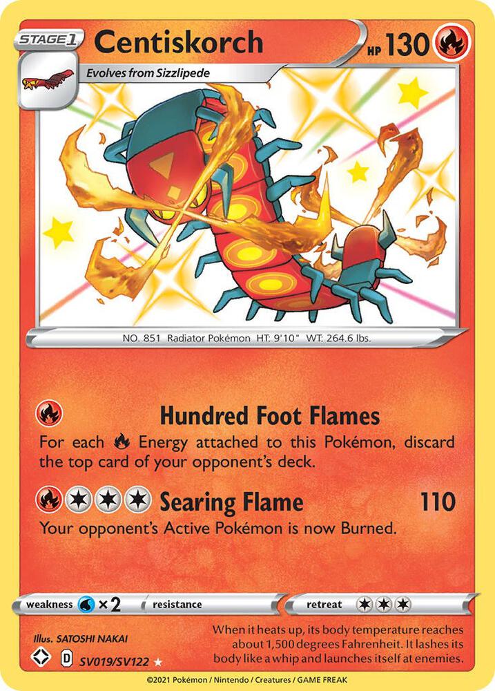 Centiskorch SV019/SV122 Shiny Holo Rare Shiny Vault Pokémon card