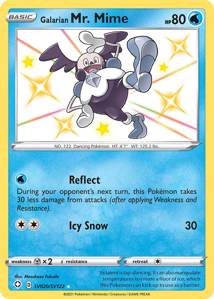 Galarian Mr. Mime SV020/SV122 Shiny Holo Rare Shiny Vault Pokémon card