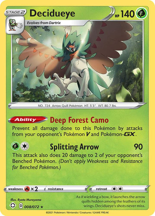 Decidueye 008/072 Holo Rare Shining Fates Pokémon card