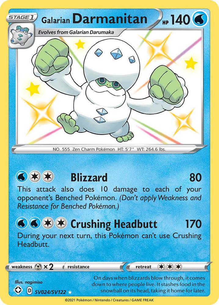 Galarian Darmanitan SV024/SV122 Shiny Holo Rare Shiny Vault Pokémon card