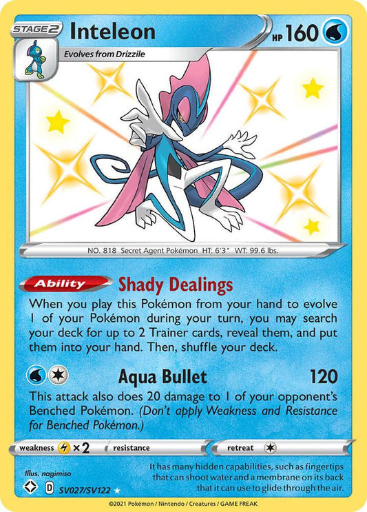 Inteleon SV027/SV122 Shiny Holo Rare Shiny Vault Pokémon card
