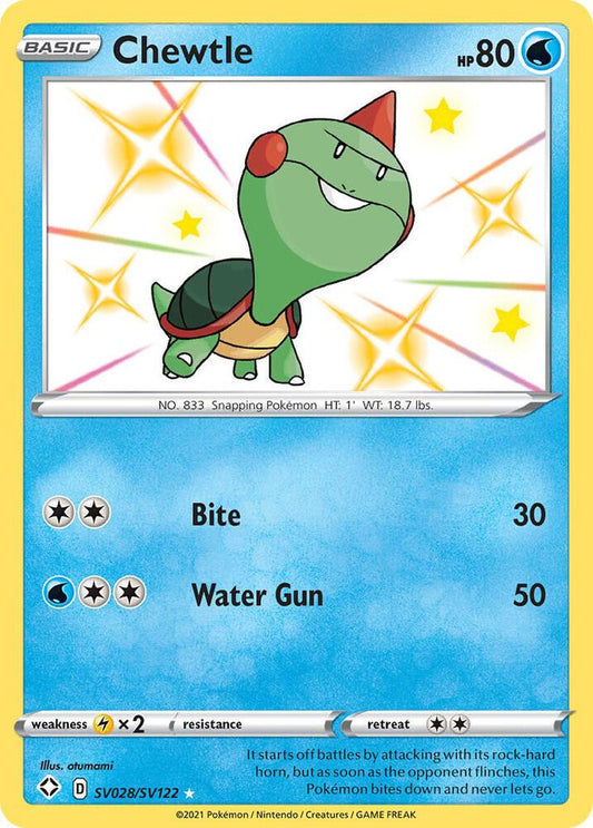 Chewtle SV028/SV122 Shiny Holo Rare Shiny Vault Pokémon card