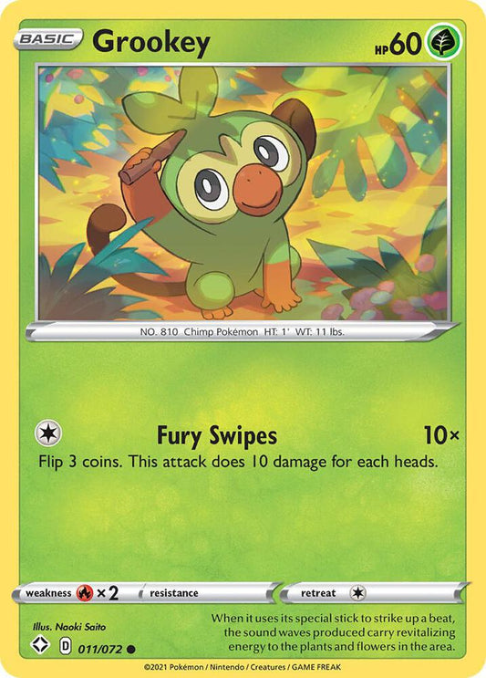 Grookey 011/072 Common Shining Fates Pokémon card