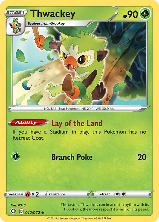 Thwackey 012/072 Uncommon Shining Fates Pokémon card