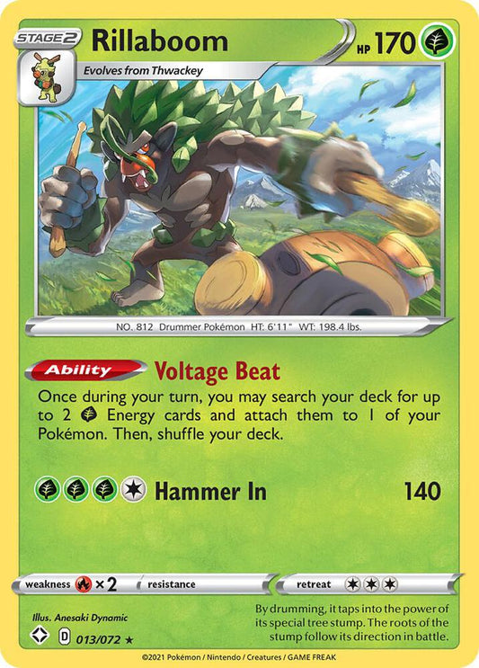 Rillaboom 013/072 Holo Rare Shining Fates Pokémon card