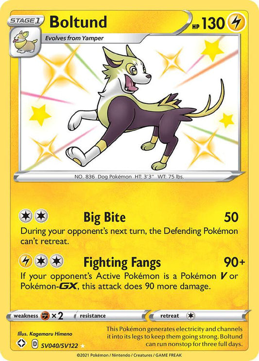 Boltund SV040/SV122 Shiny Holo Rare Shiny Vault Pokémon card