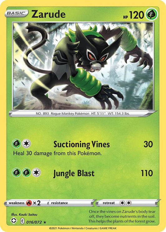 Zarude 016/072 Rare Shining Fates Pokémon card