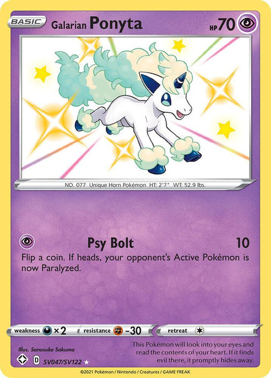 Galarian Ponyta - SV047/SV122 Shiny Holo Rare Shining Fates: Shiny Vault