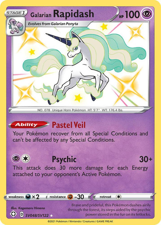 Galarian Rapidash SV048/SV122 Shiny Holo Rare Shiny Vault Pokémon card