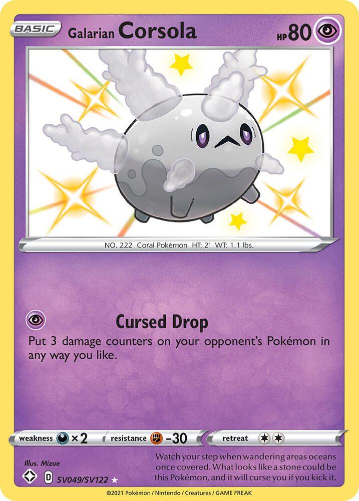 Galarian Corsola SV049/SV122 Shiny Holo Rare Shiny Vault Pokémon card