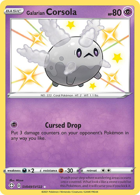 Galarian Corsola SV049/SV122 Shiny Holo Rare Shiny Vault Pokémon card