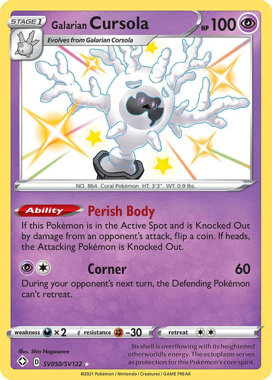 Galarian Cursola SV050/SV122 Shiny Holo Rare Shiny Vault Pokémon card