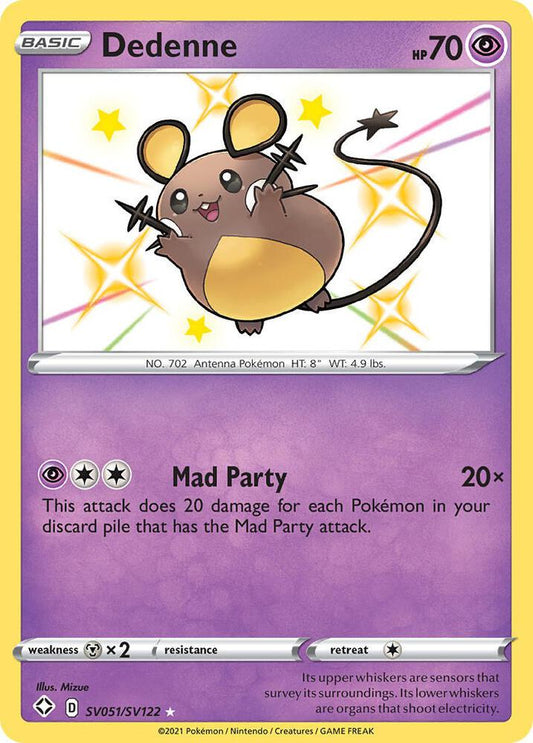 Dedenne SV051/SV122 Shiny Holo Rare Shiny Vault Pokémon card
