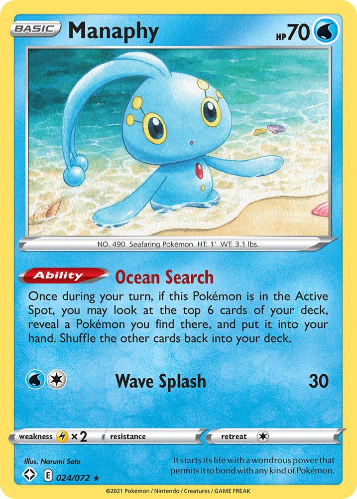 Manaphy 024/072 Rare Shining Fates Pokémon card