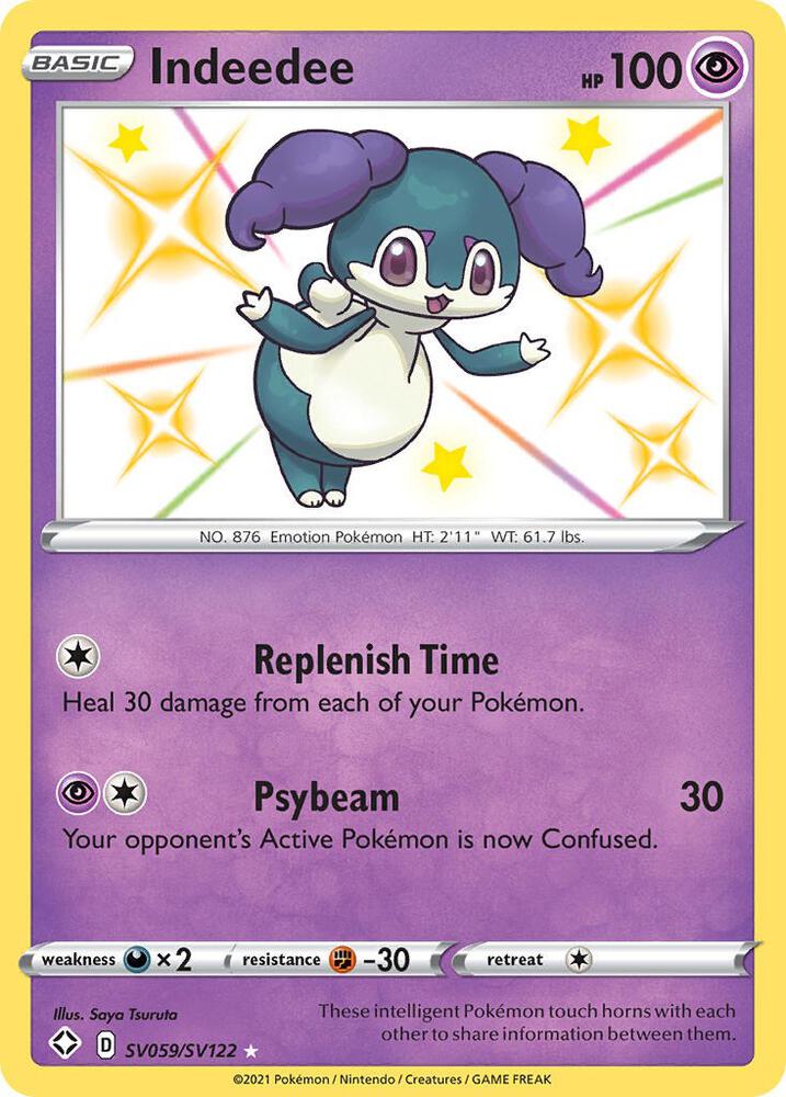 Indeedee SV059/SV122 Shiny Holo Rare Shiny Vault Pokémon card